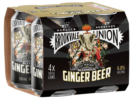 Brookvale Union Six Percent Ginger Beer 4 X 330Ml Can