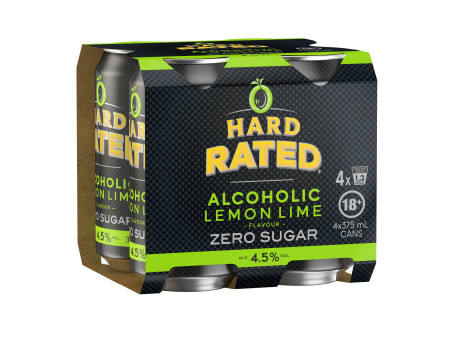 Hard Rated Lemon Lime Zero Sugar Lattina 375Ml X Pack 4