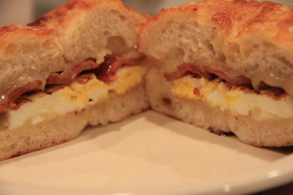 Bacon, Egg Cheese On Asiago Cheese Bagel