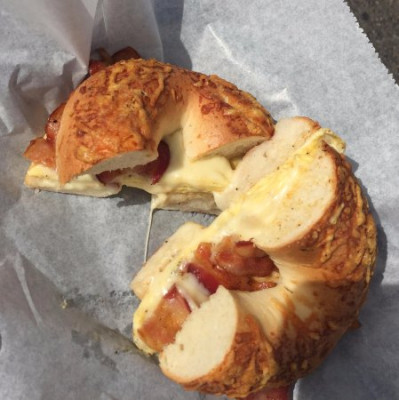 Bacon, Egg Cheese On Asiago Cheese Bagel