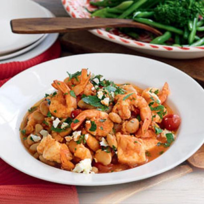 Bakad Tilapia Med Räkor